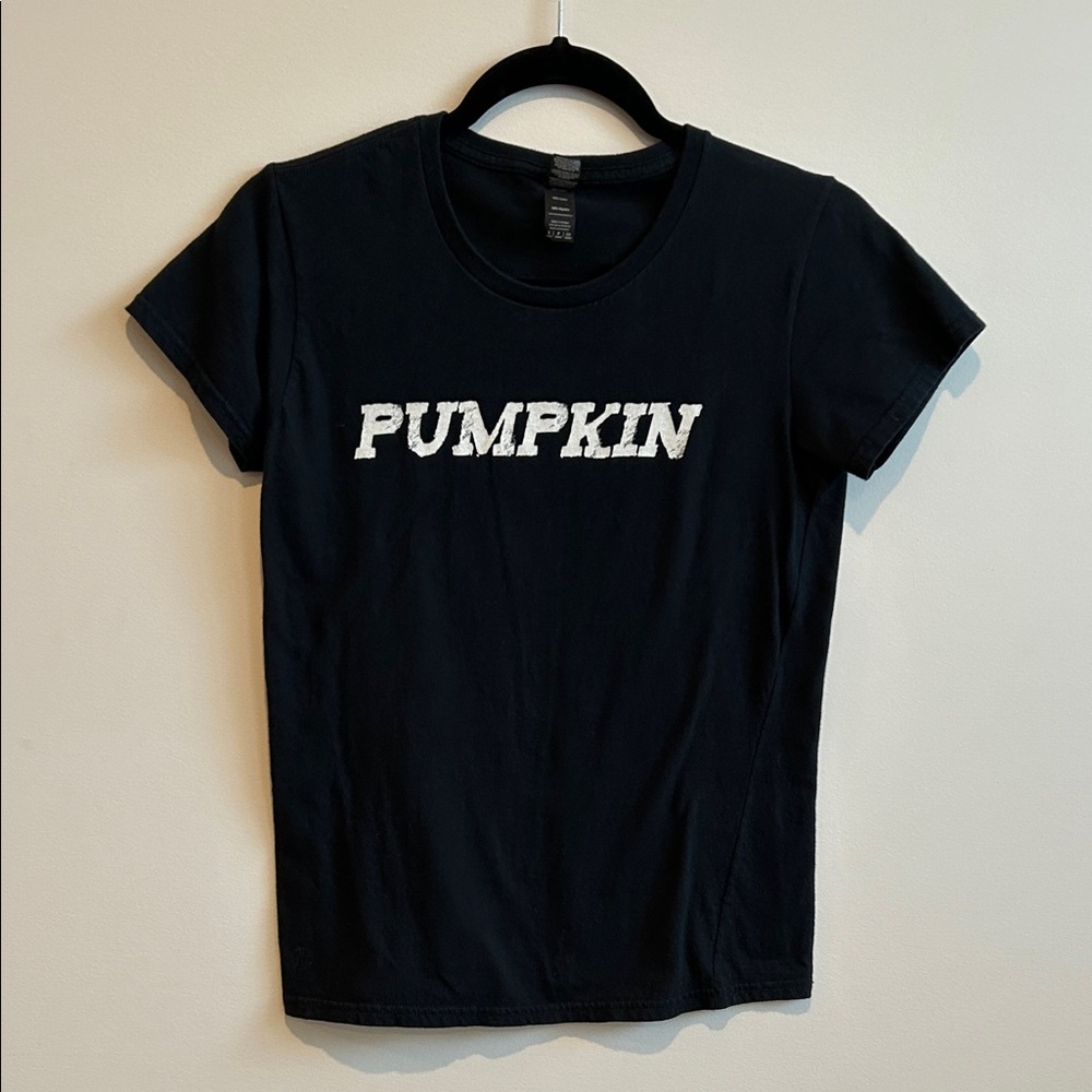 Anvil Black T-Shirt with White 'Pumpkin' Print
